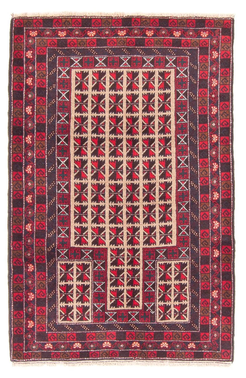 Belutsch Teppich - Gebetsteppich - 93 x 140 cm - beige
