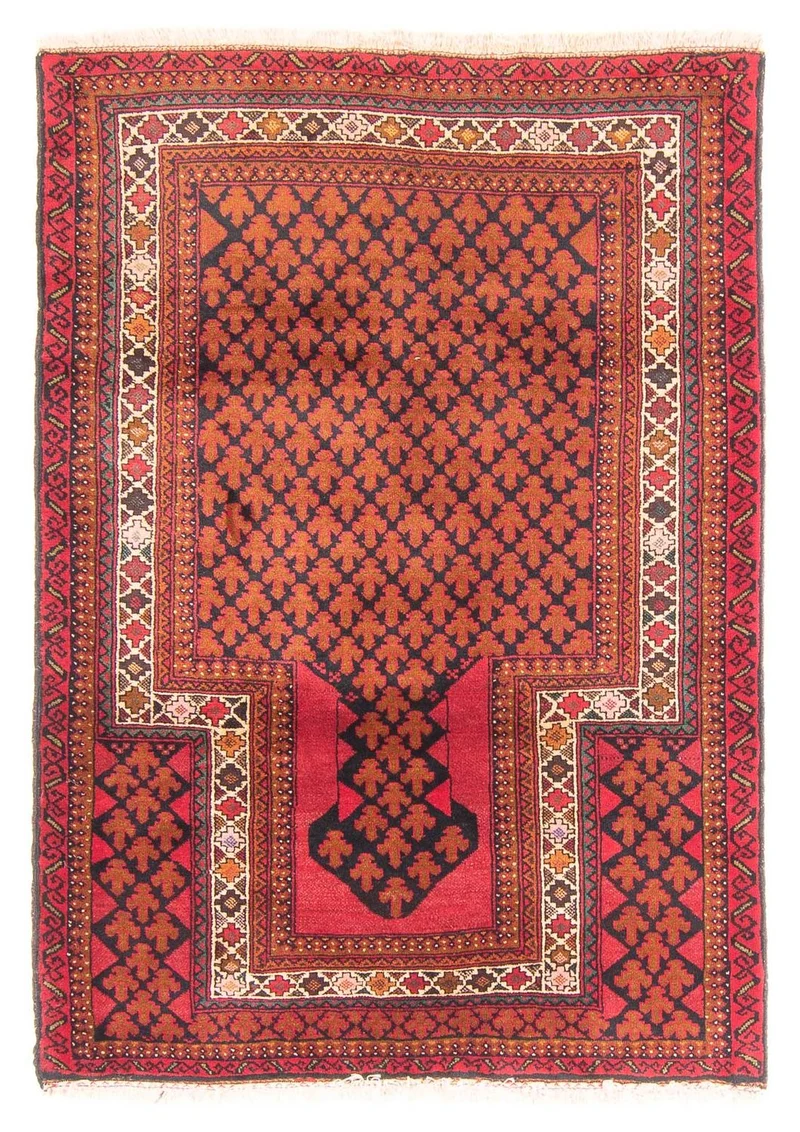 Belutsch Teppich - Gebetsteppich - 96 x 131 cm - rot
