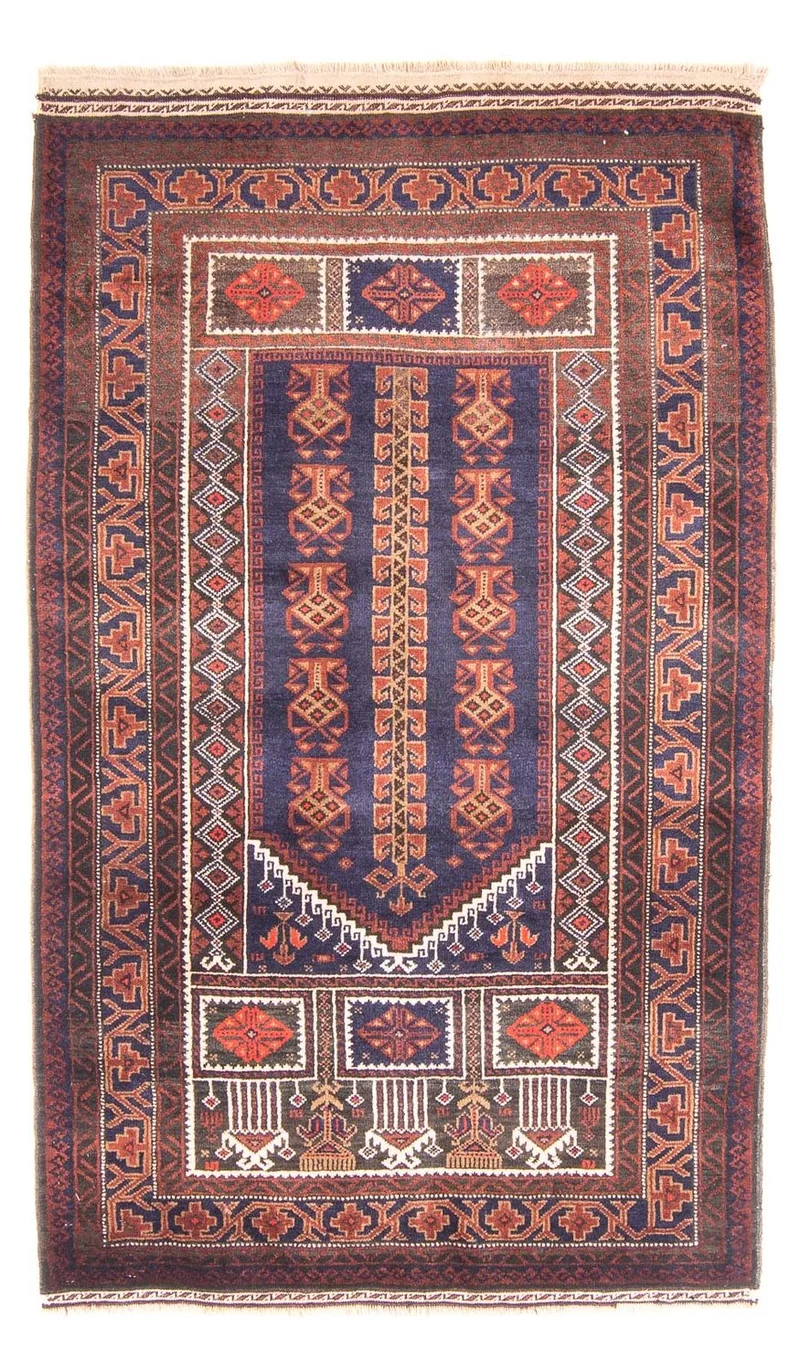 Belutsch Teppich - Gebetsteppich - 92 x 147 cm - blau
