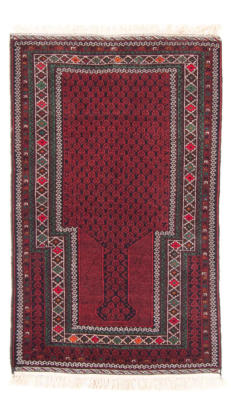 Belutsch Teppich - Gebetsteppich - 88 x 145 cm - rot