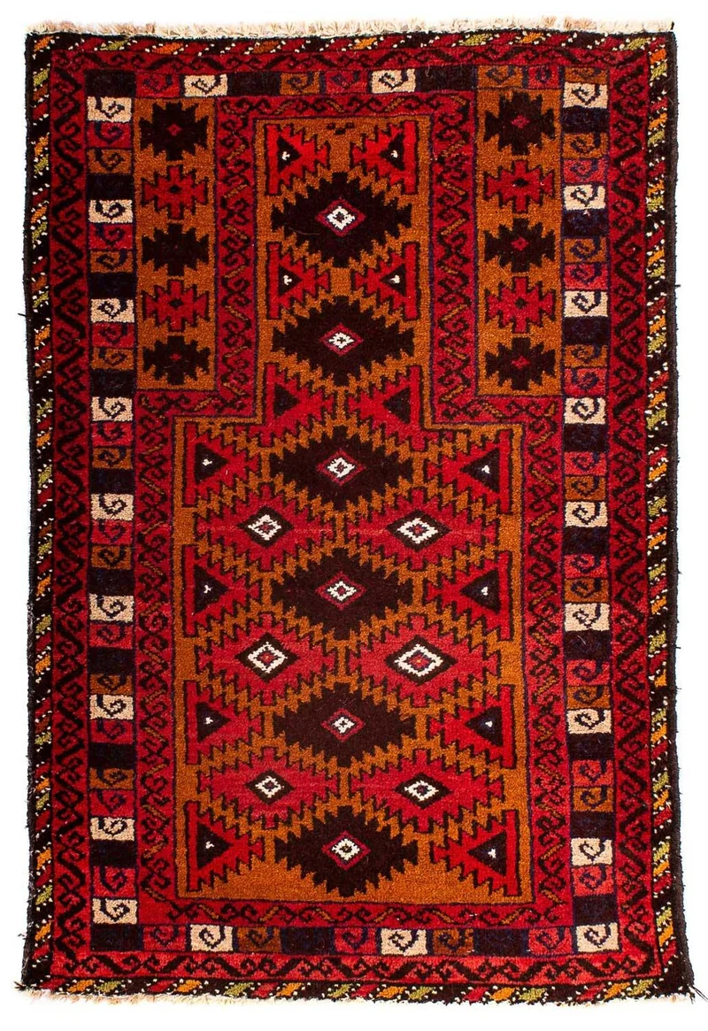 Belutsch Teppich 80 x 125 cm - dunkelrot