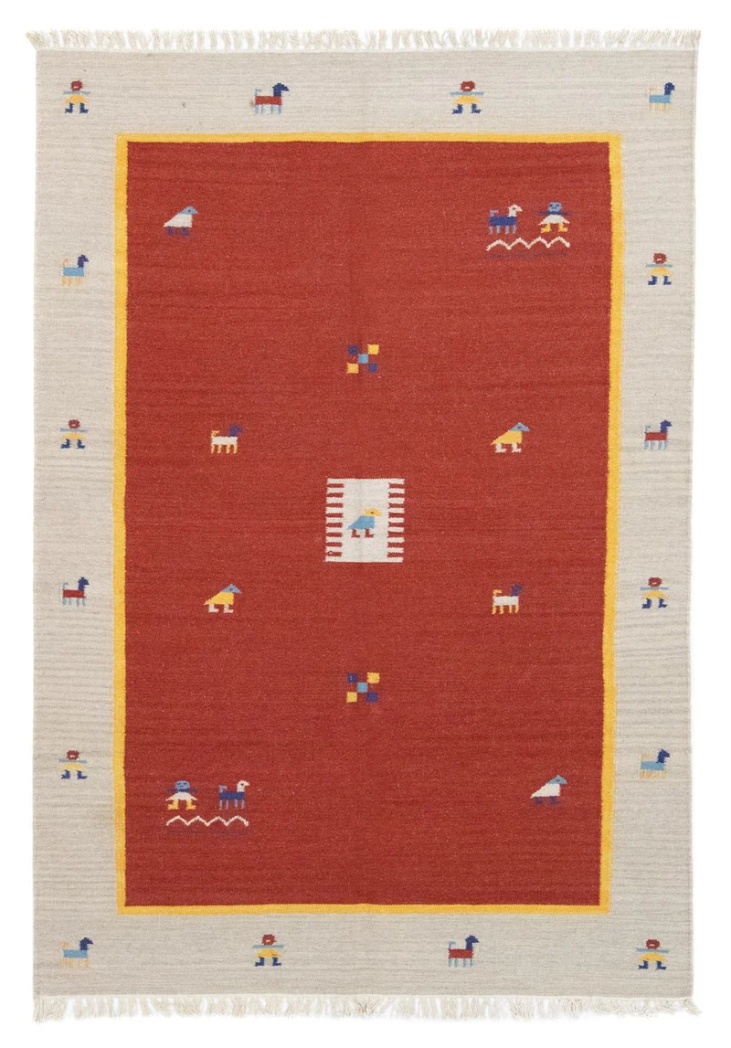 Kelim Teppich - Trendy 140 x 200 cm - rot