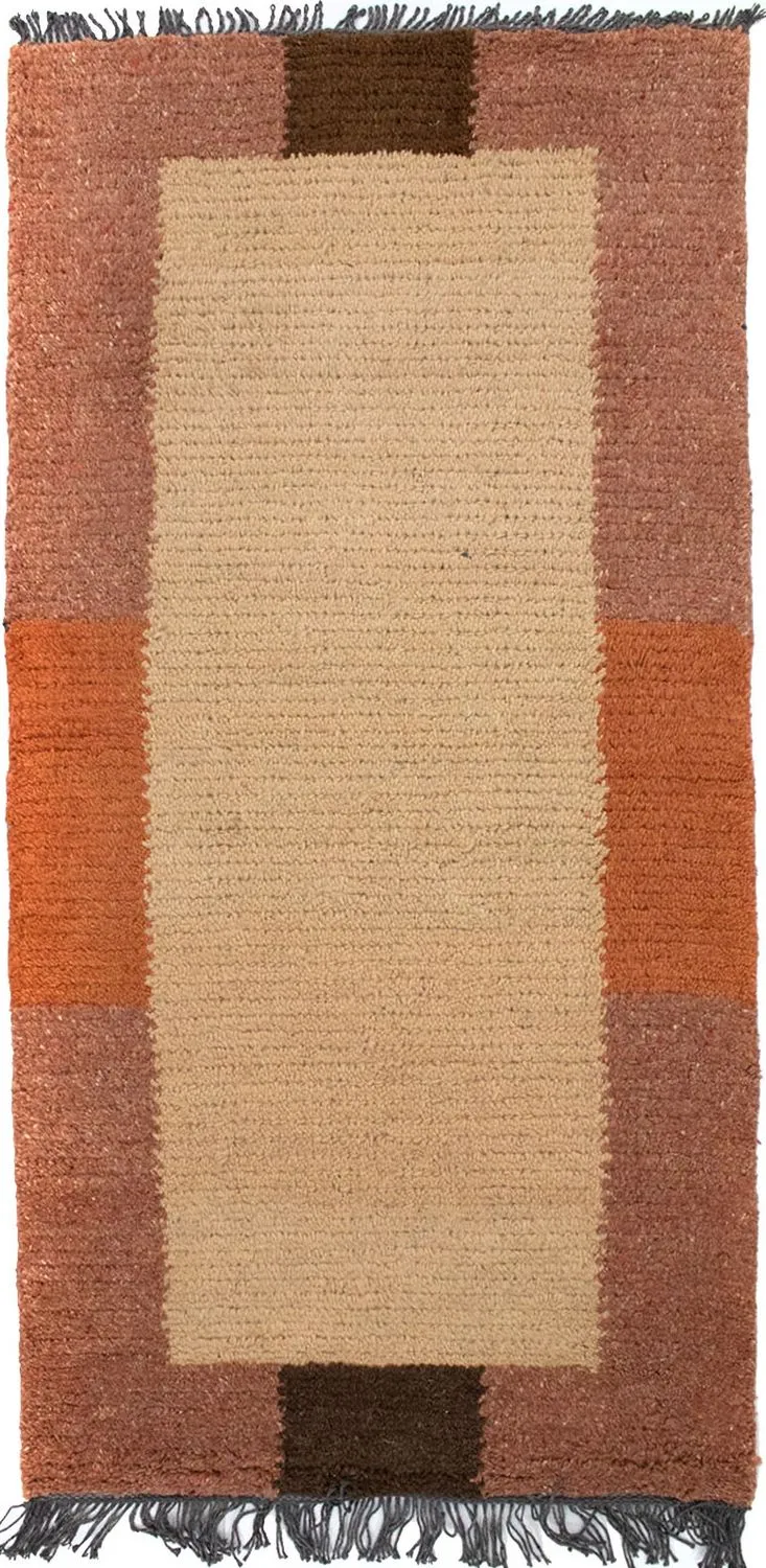Nepal Teppich 70 x 140 cm - hellbraun