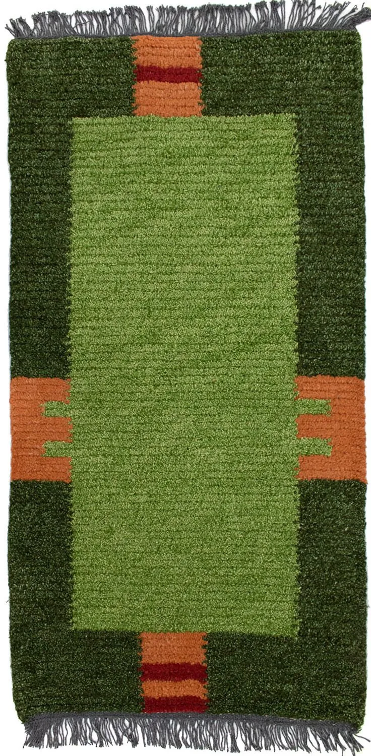 Nepal Teppich 70 x 140 cm - grün