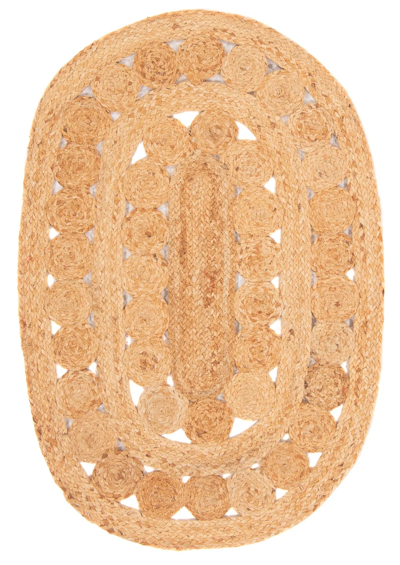 Juteteppich oval - 61 x 91 cm - natur
