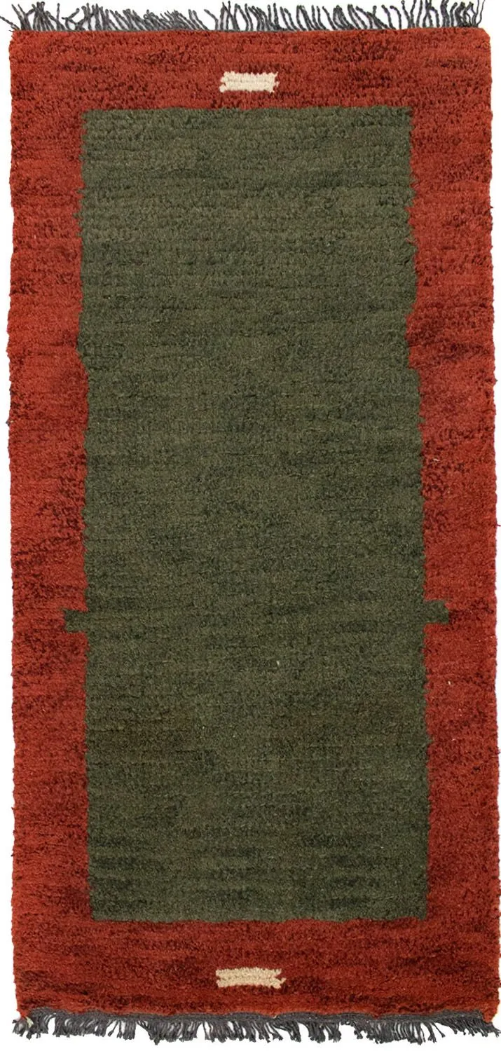Nepal Teppich 70 x 140 cm - grün