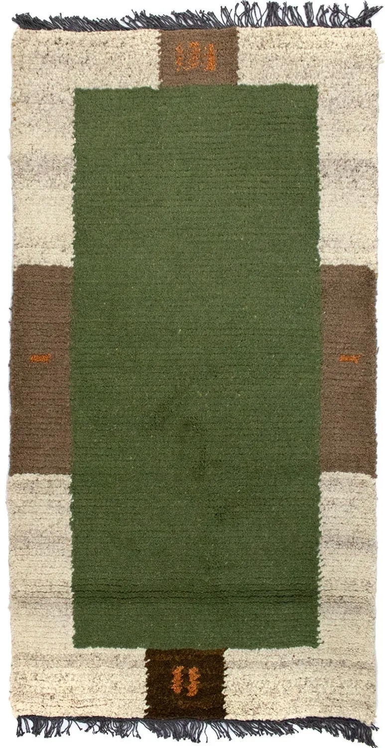 Nepal Teppich 70 x 140 cm - grün
