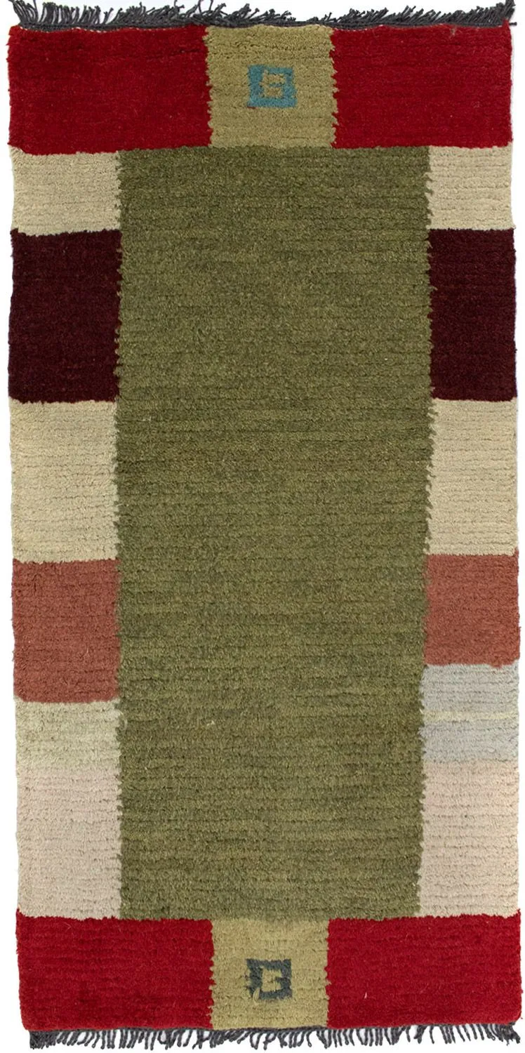 Nepal Teppich 70 x 140 cm - grün