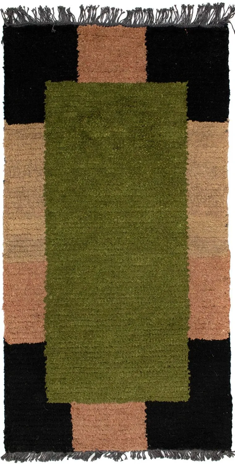 Nepal Teppich 70 x 140 cm - grün