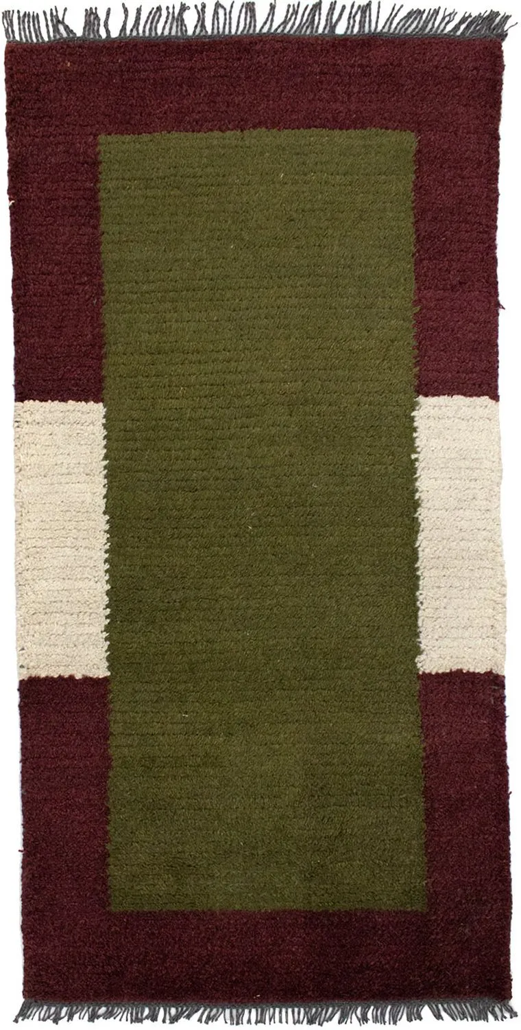 Nepal Teppich 70 x 140 cm - grün