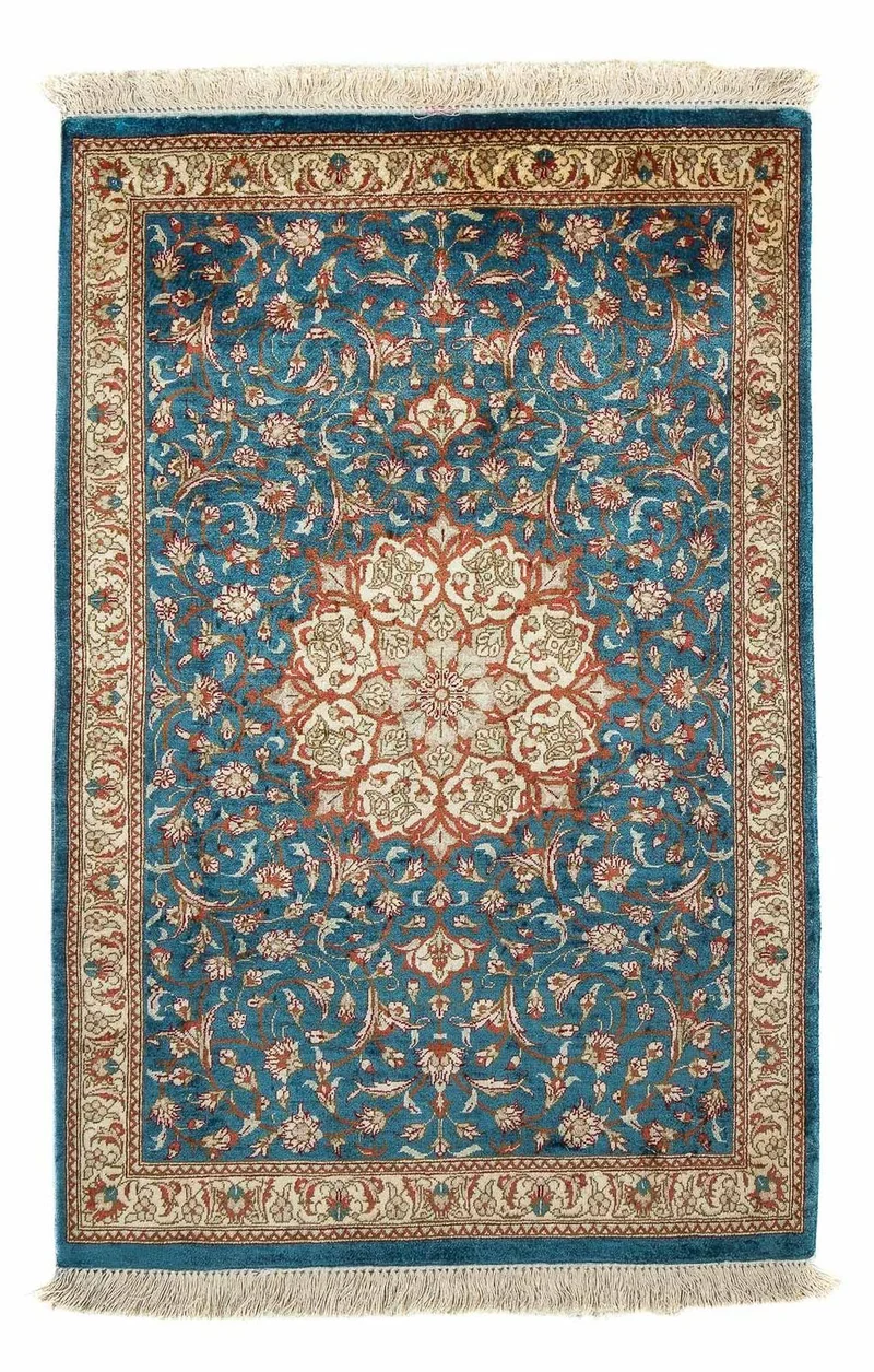 Perserteppich - Ghom 58 x 94 cm - blau