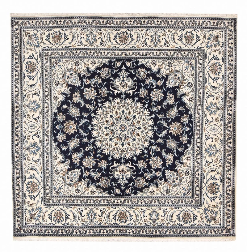 Perserteppich - Nain quadratisch - 195 x 198 cm - dunkelblau