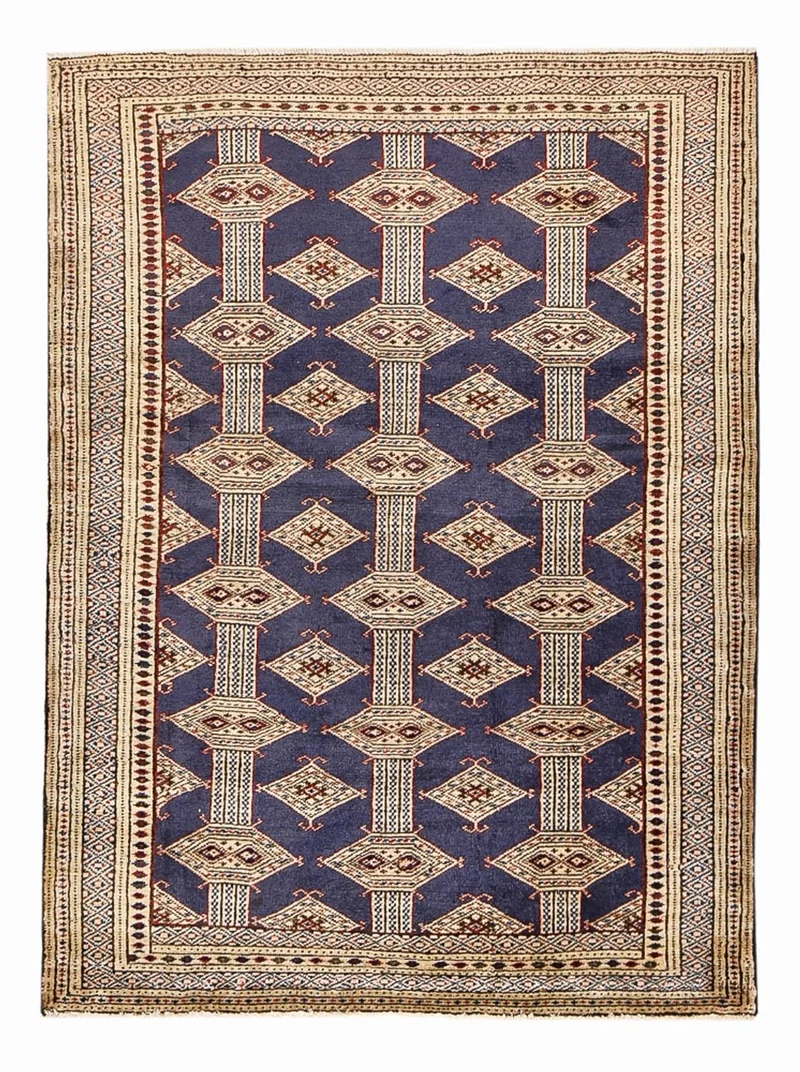 Turkaman Teppich - 101 x 136 cm - dunkelblau