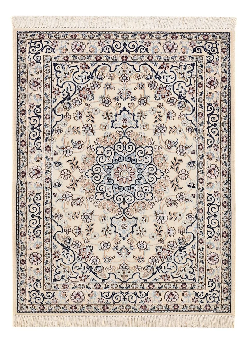 Perserteppich - Nain - Royal - 81 x 105 cm - hellgrau