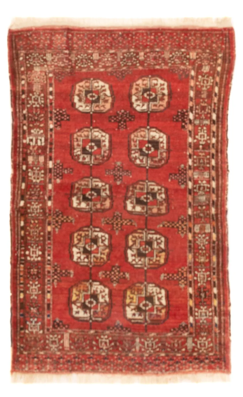 Turkaman Teppich - 83 x 121 cm - dunkelrot