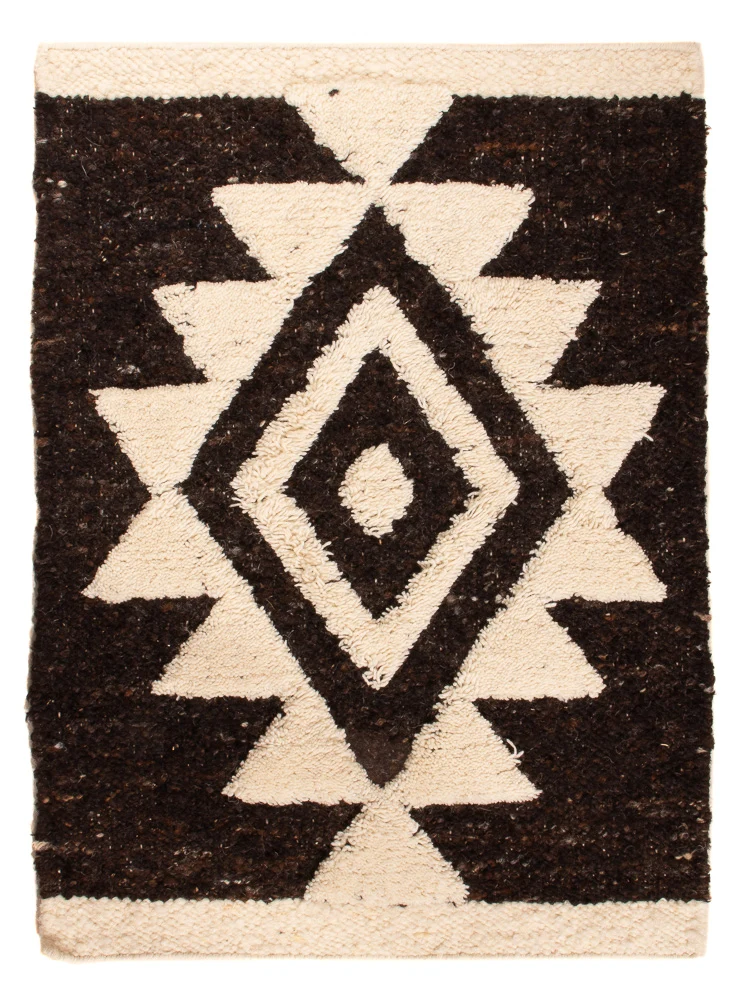 Wollteppich - 60 x 90 cm - schwarz