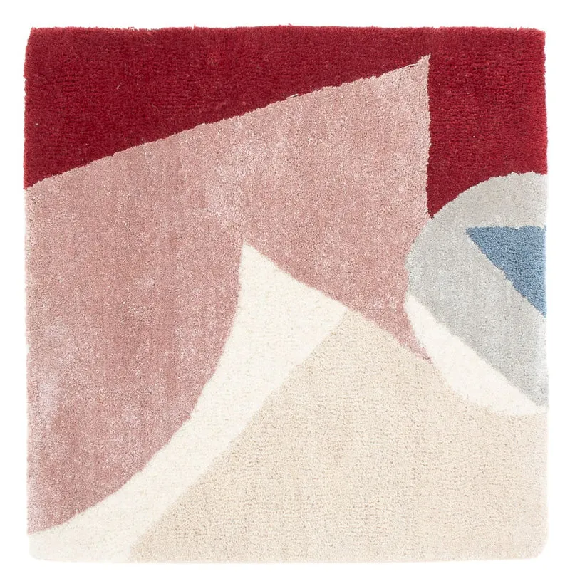Wollteppich quadratisch - 62 x 63 cm - mehrfarbig