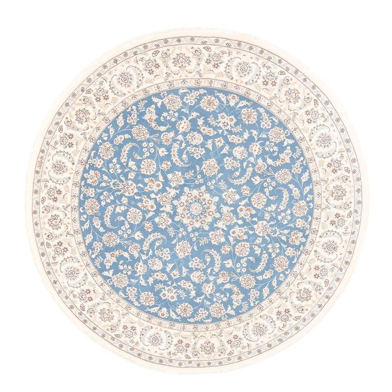Perserteppich - Nain rund - 203 x 212 cm - hellblau