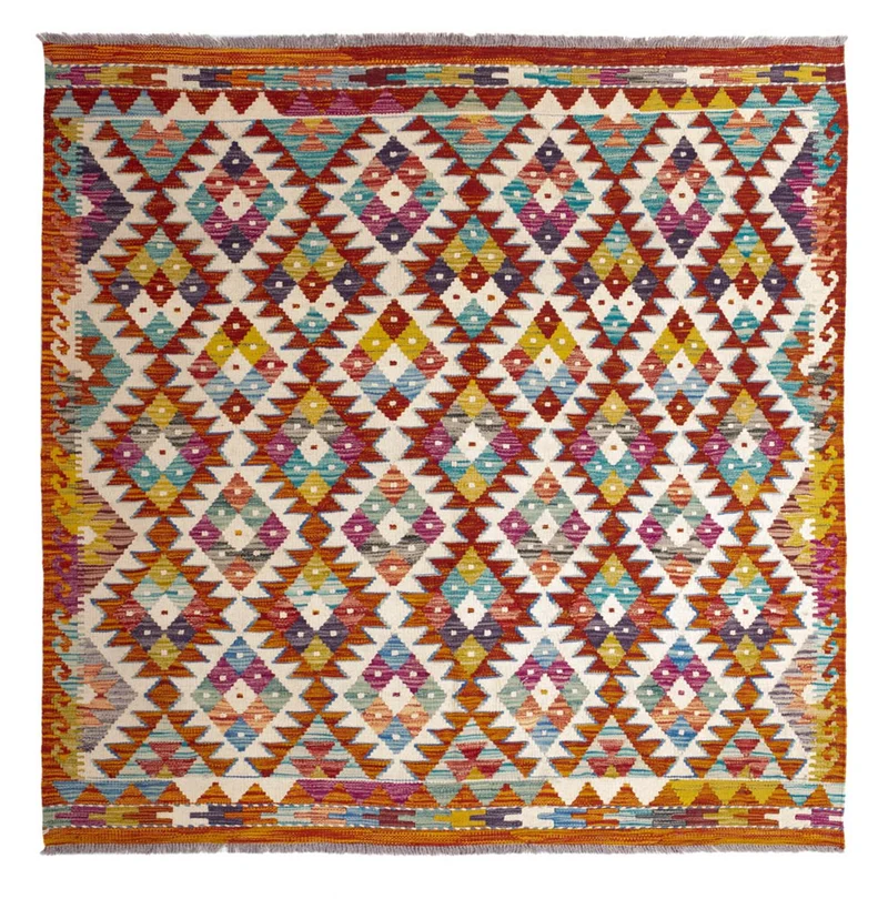 Kelim Teppich - Splash quadratisch - 152 x 152 cm - mehrfarbig