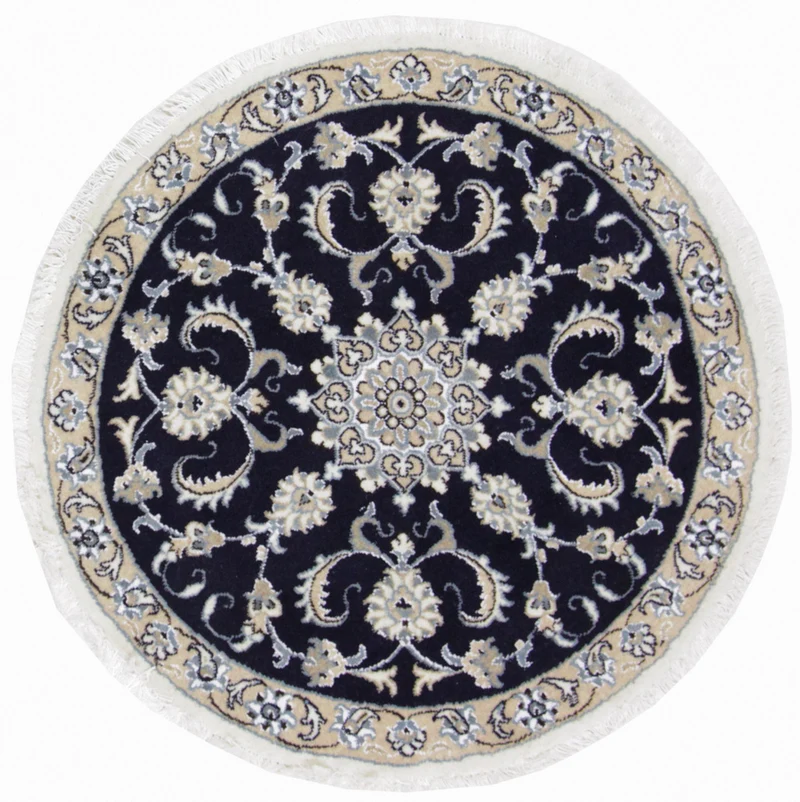 Quadratischer Perser - Nain - 100 x 100 cm - dunkelblau