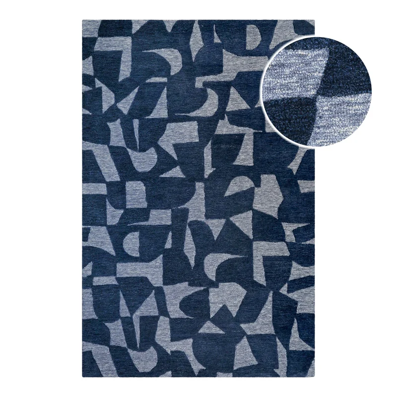 Kurzflorteppich Blau meliert aus Schurwolle "Ocean State" WECONhome