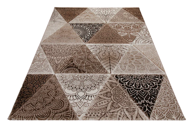 160x230 Teppich Wohnzimmer Braun Dreieck Muster