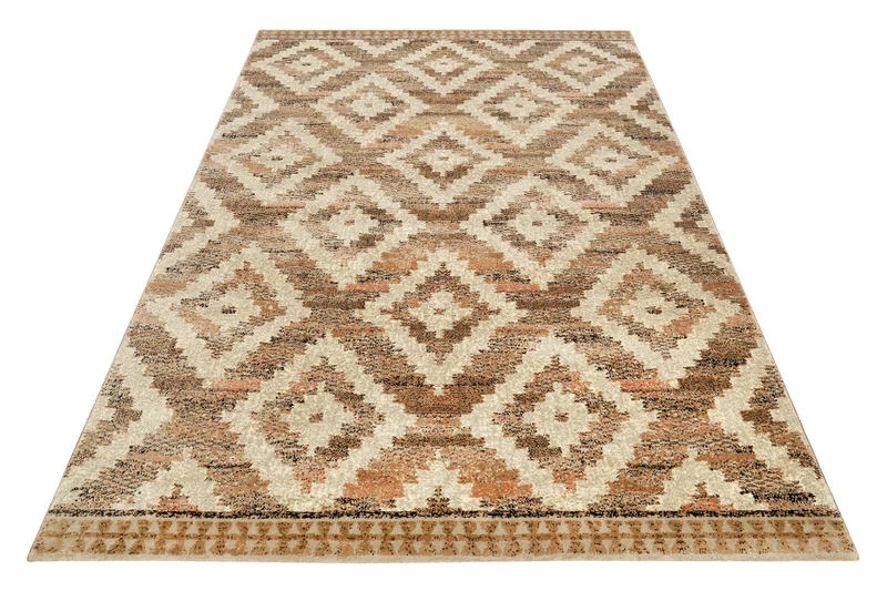 160x230 Teppich Wohnzimmer Creme Braun Farbverlauf Dreieck