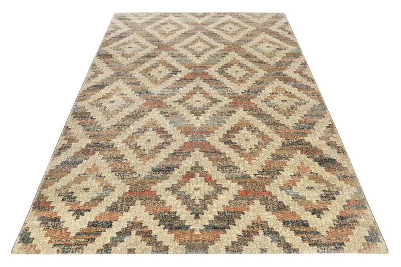 Teppich 160x230 Wohnzimmer Braun Rautenmuster