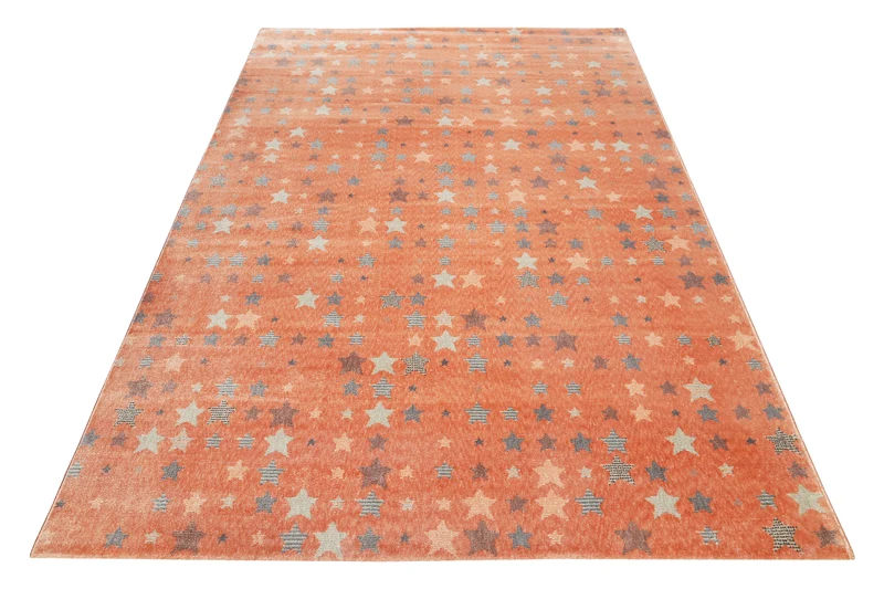 Kinderzimmer Teppich 160x230 Orange Kleine Sterne