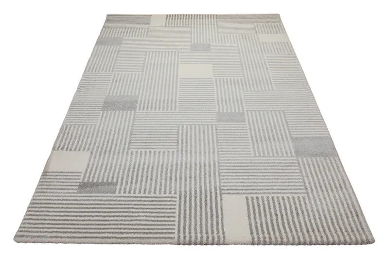 160x230 Teppich Wohnzimmer Beige Grau Streifen