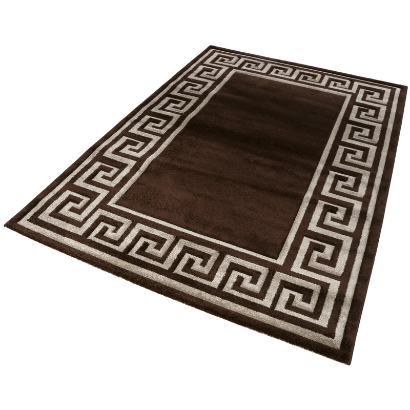 160x230 Teppich Wohnzimmer Braun Bordürenmuster