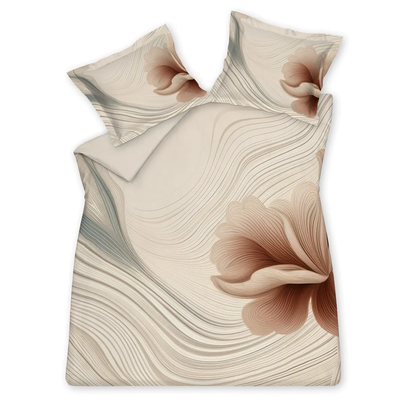 Dekbedovertrek FLOWING Cream Tan 200x220 cm (satijnkatoen)