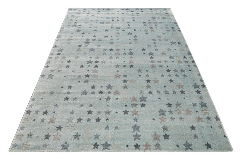 Kinderzimmer Teppich 160x230 Türkis Kleine Sterne
