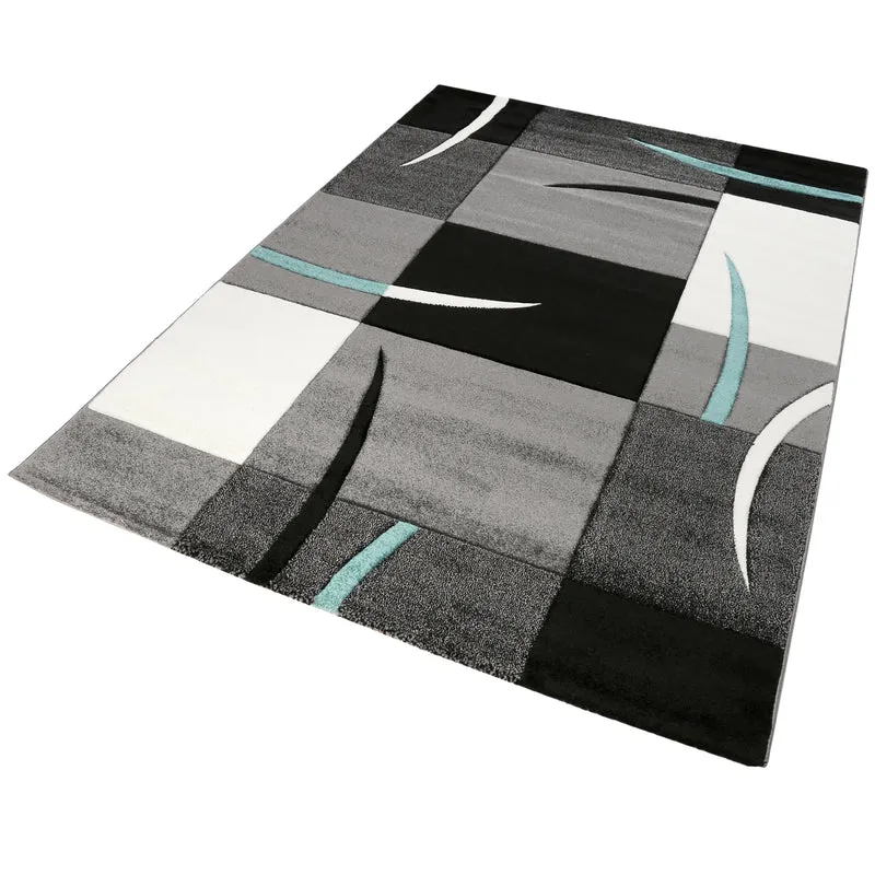 160x230 Teppich Wohnzimmer Grau Türkis