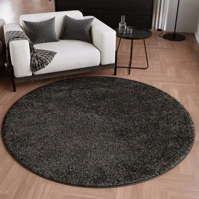 Kurzflorteppich Rund Anthrazit "Wogh" WECONhome