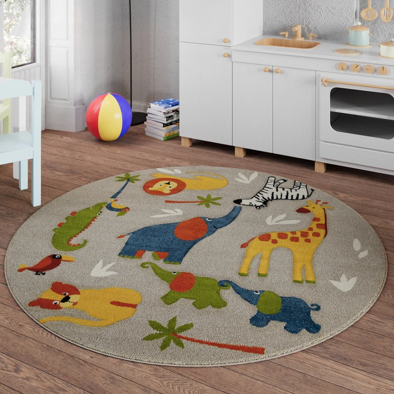 Kinderteppich Rund Sand Beige meliert "Benny & Friends" Smart Kids