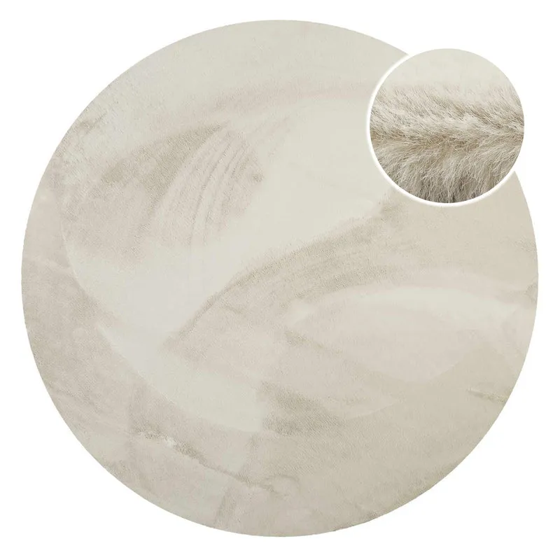 Kunstfell Teppich Rund Creme Beige flauschig und weich "Anna" WECONhome Basics