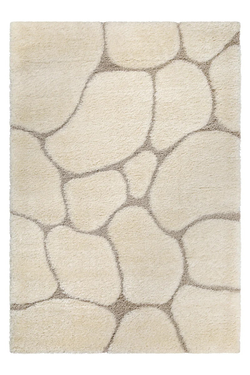2 für 1 Aktion: Hochflor Teppich Creme Beige "Stoney" 133 x 190 cm
