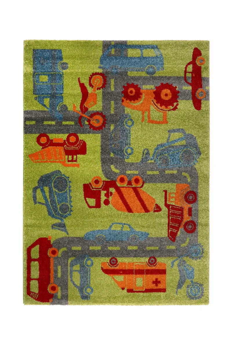 Sigikid Kinderteppich Grün Orange "Traffic"