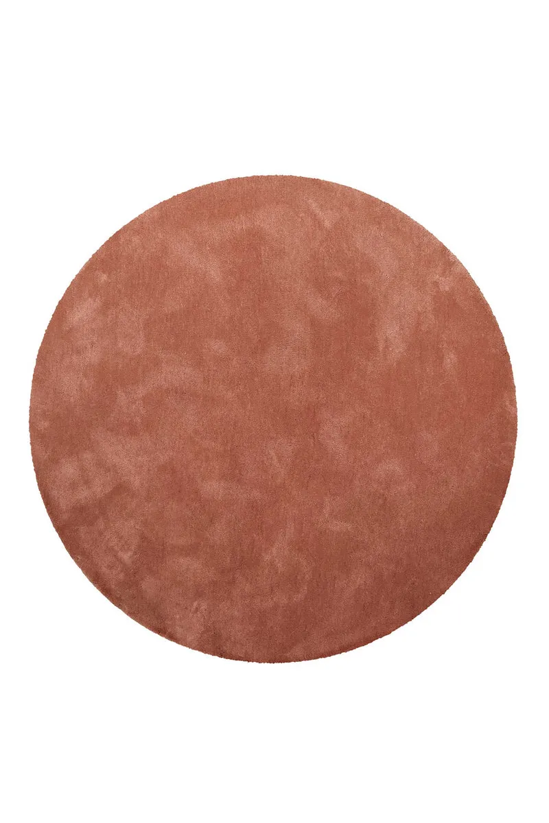 Teppich Rund cognacfarben Hochflor "Pisa" Homie Living