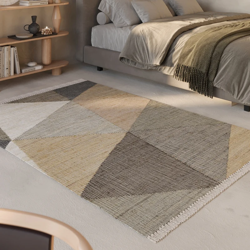 Handwebteppich Sand Taupe Braun aus Naturfaser "Vincent" Green Looop