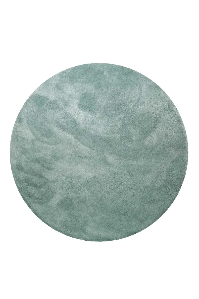 Teppich Rund Türkis Grau Hochflor "Pisa" Homie Living