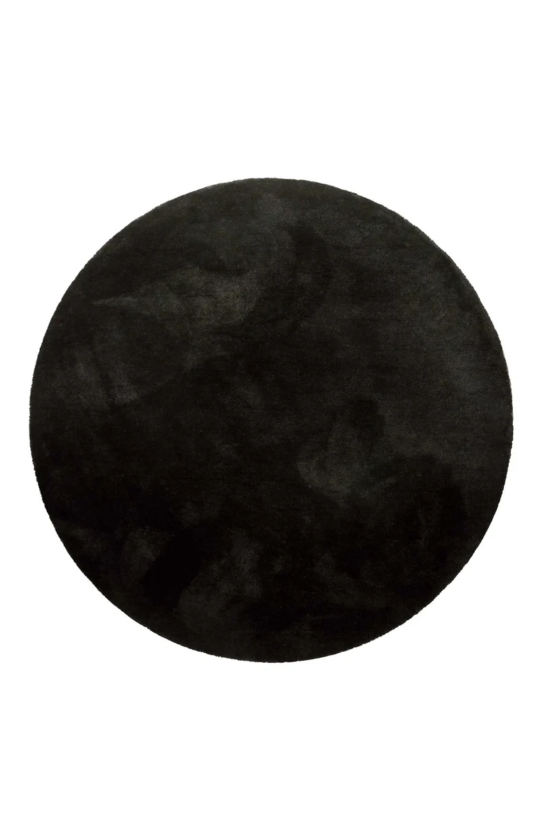 Teppich Rund Schwarz Hochflor "Pisa" Homie Living
