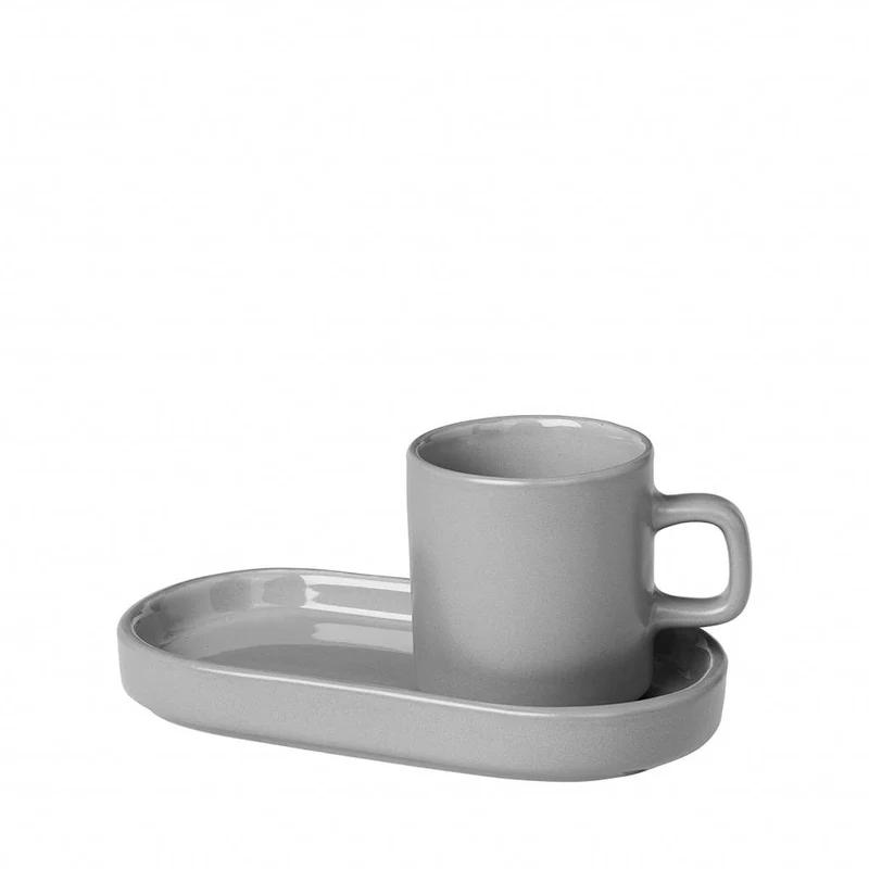 PILAR 2 espressokopjes 50ml met schotel Mirage Grey