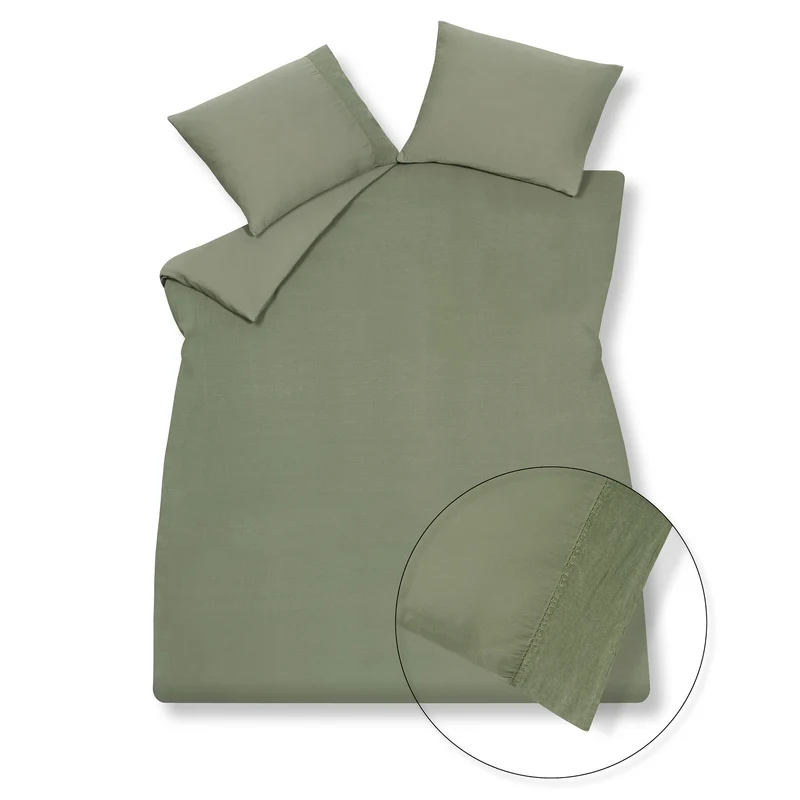 Dekbedovertrek PURE 07 Earth Green 200x220 cm (linnen / satijnkatoen)