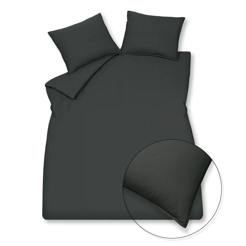 WASHED COTTON dekbedovertrek 240x220 cm Off Black (katoen)
