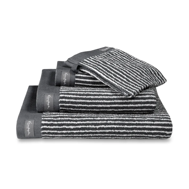 HOME badtextiel Petit Ligne Off Black