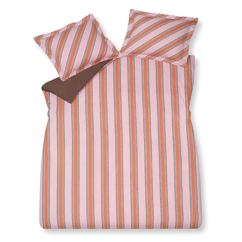 Dekbedovertrek PREPPY STRIPE Pink 240x220 cm (satijnkatoen)