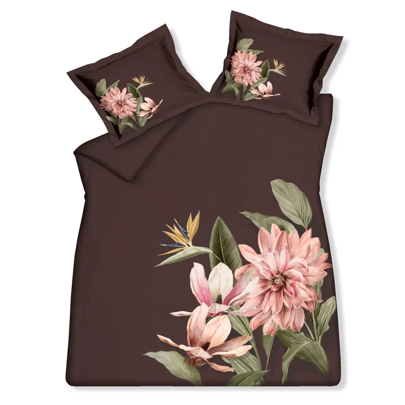 PARADISE BLOOM dekbedovertrek Dark Chocolate 200x220 cm