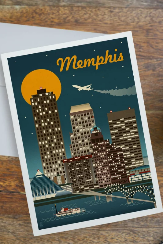 Memphis Retro Skyline Notecard